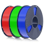 SUNLU Filament PLA+ 1.75mm 3KG, Neatly Wound, Filament pour Imprimante 3D, Filament PLA Plus Résistant, Precisione Dimensionale +/- 0.02mm, Bobina da 1kg (2.2 LBS) Bleu+Vert+Rouge