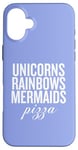 Coque pour iPhone 16 Plus Licorns Rainbow Sirènes Pizza Fun