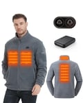 HEWINZE Veste polaire chauffante pour homme - Veste chauffante électrique à double contrôle avec batterie 7,4 V.