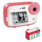 AGFA PHOTO Pack Realikids Instant Cam + 3 rouleaux Papier Thermique ATP3WH supplémentaires - Appareil Photo Instantané Enfant, Ecran LCD 2,4', Batterie Lithium, Miroir Selfie et filtre photo - Rose - Neuf