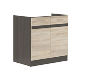 800mm Kitchen Sink Unit Cabinet 2 Door 80cm Cupboard Wenge / Oak Effect Junona