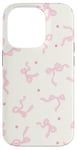 Coque pour iPhone 14 Pro Ruban rose clair avec nœuds pour fille - Couleur pastel