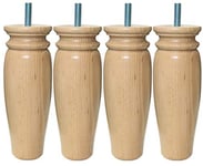 Margot Rustic Set of 4 Bed Base Legs, Wood, Natural Varnish, Alone