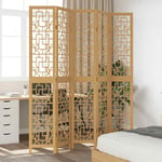 Room Divider 5 Panels Brown Solid Wood Paulownia vidaXL