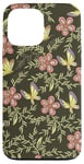 iPhone 13 Pro Max Olive Green Boho Wildflowers Butterfly Botanical Flowers Case