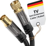 KabelDirekt – 7,5m Câble HDTV Sat/TV (75 ohms, connecteur F > connecteur coaxial, câble coaxial, TV, HDTV, Radio, DVB-T2, DVB-C, DVB-S) Pro Series