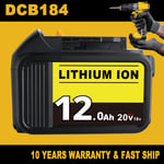 12.0AH 18V DCB184 Li-ion For Dewalt XR 12Ah Battery DCB182 DCB180 DCF885 DCB200