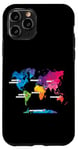 Coque pour iPhone 11 Pro Carte Colorée Terre Pays Continent Géographie Carte Du Monde