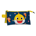 Baby Shark My Good Friend Enfants unisexe Trousse trois compartiments, Bleu, 22x12x5 cms