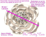 Unusual Matte Silver Artisan Rose Flower Floral Bloom Ring w/ Swarovski Crystals