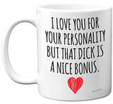 Stuff4 Anniversary Mugs for Him - I Love You D**k Bonus Mug - Funny Birthday Gifts for Boyfriend Husband Partner from Girlfriend Wife Valentines Present, 11oz Ceramic Dishwasher Safe Mugs