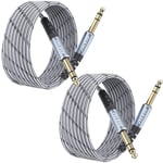 Lot de 2 câbles TRS 1/4"" 3 M, câble de guitare 1/4"" 3 M, ligne d'interconnexion équilibrée 6,35 pour guitare électrique, basse, clavier, table de mixage, amplificateur, audio pro