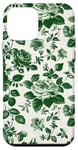 iPhone 12 mini Chinoiserie Green Toile Pattern Roses Leaves Garden Case