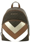 Michael Kors Brown Backpack Bag PVC Logo Pattern Medium Abbey Womens Rucksack