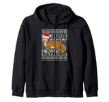 Ugly Xmas Lighting Santa Hat Coyote Christmas Zip Hoodie