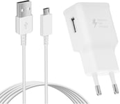 Chargeur Pour Samsung Charge Rapide, Usb Secteur Et 1,5M Cable Micro Usb Compatible Avec Galaxy S7 S6 Edge S5 S4 S3 J7 J5 J3 Note 5/4, Tab S Tab S2, Tablette, Note 5 6 Pro, Kindle, Lg, Ps4