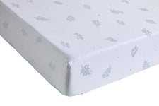 Blanc des Vosges Hesperide Porcelaine Drap Housse 90 x 190 cm - Satin Jacquard 100% Coton