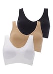 Boolavard The Ultimate Comfort Bra. Seamless Support Comfort Sport Stretch Action Leisure Black White (as8, Alpha, s, Regular, Regular)