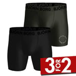 Björn Borg 2P Performance Boxer 1727 Svart polyester Medium Herre