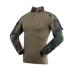 LANBAOSI Chemise de Militaire Homme Séchage Rapide Shirt à Manches Longues Camouflage Uniforme avec 1/4 Fermeture Glissière et Poches