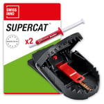 SWISSINNO Piège à Rats PRO SuperCat | Réutilisable, fiable et efficace | Piège à ressort puissant pour éliminer les rats sans ratés, avec appât au beurre de cacahuète | 1X Piège + 2X Seringues à Appât