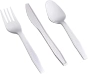 22 Each Disposable Plastic Cutlery Set White High Quality Forks Spoons Knives