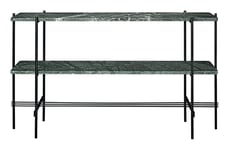 TS Console Rectangular 2 Racks - Green Guatemala Marble/Black Frame