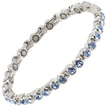 Sisto-X Ladies Magnetic Tennis Style Bracelet Pale Blue Crystals Health 16 Ma...