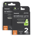 4x Panasonic eneloop Pro AAA 930mAh Piles Rechargeable NI-MH Bk-4hcde/2be