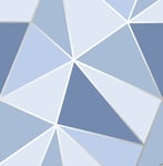 Blue Silver Fine Geometric Wallpaper 3D Apex Triangle Modern Futuristic Decor