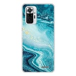 Evetane - Coque Silicone Compatible Xiaomi Redmi Note 10 Pro - Protection Intégrale 360, Fine et Transparente - Coque Avant & Arrière - Haute Résistance - Bleu Nacré Marbre