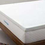 Linenspa Surmatelas 120 x 190 cm Memoire de Forme | 5cm Epaisseur| Avec gel rafraîchissant et housse lavable à fermeture éclair | Oeko-Tex | 1 personne, Blanc