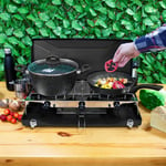 Milestone Camping 18929 Double Burner Gas Stove and Grill / Powerful Performance