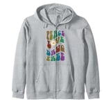 Groovy PEACE LOVE & DRUG FREE Sixties Clean Sober NA Red Zip Hoodie