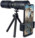 AQWESD Monocular Telescope Super Telephoto Zoom with Smartphone Holder and Tripod for Beach Travel Bird Watching 4K 10-300X40mm