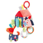 Fehn Cube d'éveil maison COLOR Friends - Jouet d'éveil pour bébé Cube d'activité à suspendre pour poussette, lit et siège bébé - Jouet Cube d'activité pour bébés et enfants dès 0+ mois