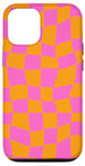 Coque pour iPhone 12/12 Pro Grand damier classique à carreaux orange et rose