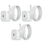 För iPhone Laddare - Snabbladdare - Adapter + Kabel 20W USB-C 2m Kabel Vit 3-pack