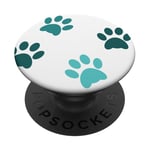 White Paws Design Phone Pop Up Holder Teal Green Paw Print PopSockets Grip and Stand for Phones and Tablets PopSockets Adhesive PopGrip