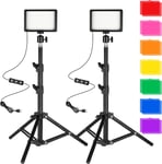 Lumière Led Photo Vidéo 2-Pack, Lampe À Led Usb 5600K Dimmable Pour La Photographie Avec Trépieds Et Filtres De Couleur Pour Studios, Youtube,Tiktok, L'Enregistrement Vidéo, Stream[YIN140762]