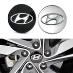 4-Pack - Hyundai Centrumkåpor / Hjulnav Emblem - Bil 60mm - Svart