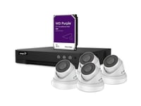 EtiamPro Kit de Surveillance vidéo HD avec 4 caméras IP Blanches, enregistreur réseau PoE 4 canaux (NVR) et câbles CAT6 de 20m, Disque Dur de 2To, Extensible avec des caméras IP