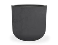 EDA - Pot Rond 40 cm Basalt'Up 32,5 L - Décor Imitation Béton - Simple Paroi - Zone de Rétention d'eau - Ø 38,5 x H.36,8 cm - Gris Anthracite