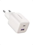 Nexode 35w Gan Chargeur Usb C Rapide Avec Double Prise Compatible Avec Iphone 16 Plus Pro Max 15 14 13 12 11 Pixel 8 7a 6a Galaxy S24 Ultra Plus A15 A05s Ipad Pro Air Mini Macbook(Blanc)