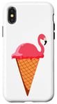 Coque pour iPhone X/XS Glace Gaufrier Boule de glace Flamant rose