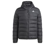 adidas Men's Essentials Light Down Hooded Jacket, black, M