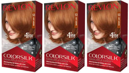 Revlon 3D Colour Gel Permanent Colorsilk Light Auburn 53 Hair Colour - Pack of 3