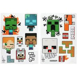 Stickers muraux Minecraft personnalisés - Officiellement licencié, Stickers réutilisables, Décor de salle de jeux, Inclut Steve, Alex, Creepers