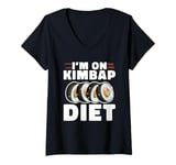 Womens I'm On Kimpab Diet Rice Seaweed Roll Sushi Foodie V-Neck T-Shirt