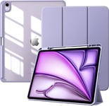 Coque Pour Nouvel Ipad Air 13 Pouces (M2) 2024 Avec Porte-Stylet, Étui Fine Mise En Sommeil/Réveil Auto, Housse Arrière Transparente Avec Support Pour Ipad Air 13 2024, Taro Violet